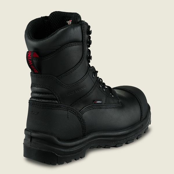 Black Red Wing King Toe 8-inch Waterproof CSA Safety Toe Boot Men's Work Boots | US0000437