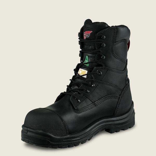 Black Red Wing King Toe 8-inch Waterproof CSA Safety Toe Boot Men's Work Boots | US0000437