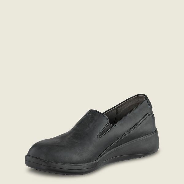 Black Red Wing Zero-G Lite Soft Toe Leather Slip-On Women's Work Shoes | US0000894