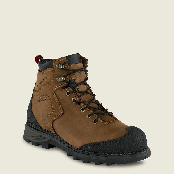 Brown / Black Red Wing Burnside 6-inch Waterproof Men\'s Safety Toe Boots | US0000191