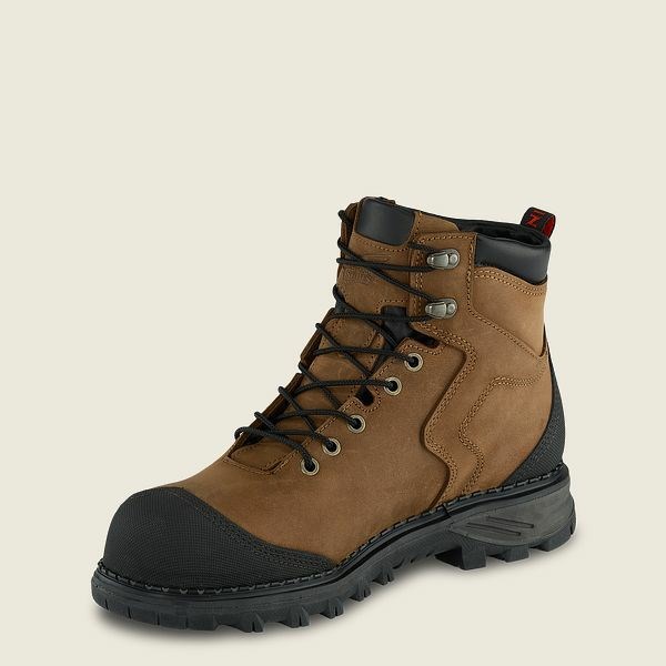 Brown / Black Red Wing Burnside 6-inch Waterproof Safety Toe Boot Men's Work Boots | US0000470