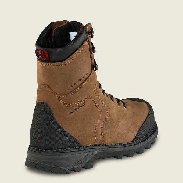 Brown / Black Red Wing Burnside 8-inch Waterproof Safety Toe Boot Men's Work Boots | US0000467