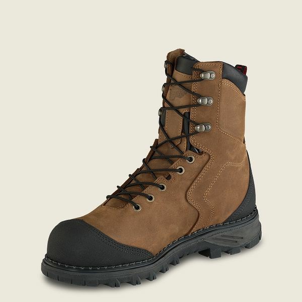 Brown / Black Red Wing Burnside 8-inch Waterproof Safety Toe Boot Men's Work Boots | US0000467