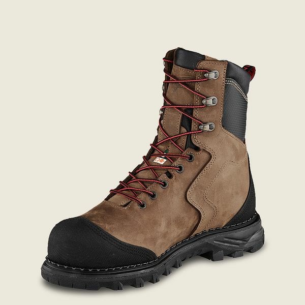 Brown / Black Red Wing Burnside 8-inch Waterproof, CSA Safety Toe Boot Men's Work Boots | US0000468