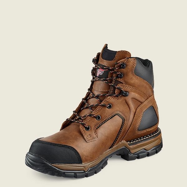 Brown Red Wing FlexForce 6-inch Waterproof Safety Toe Boot Men's Work Boots | US0000448