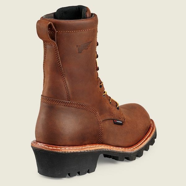 Brown Red Wing LoggerMax 9-inch Waterproof Men's Safety Toe Boots | US0000132