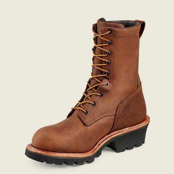 Brown Red Wing LoggerMax 9-inch Waterproof Men's Safety Toe Boots | US0000132