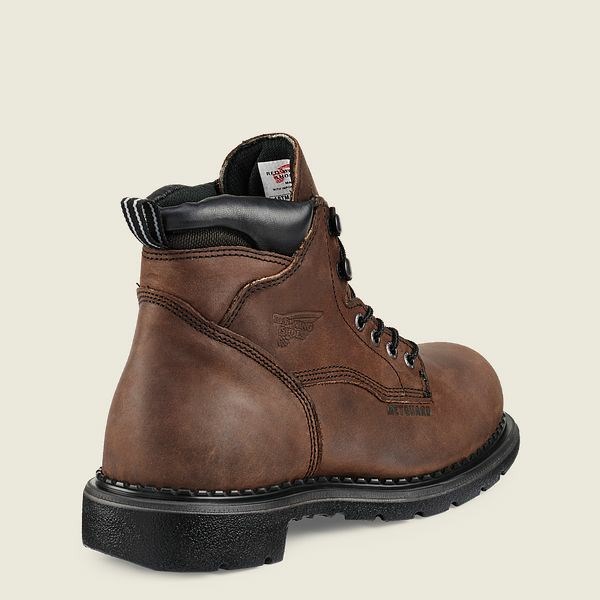 Brown Red Wing SuperSole 6-inch Waterproof Safety Toe Metguard Boot Men's Work Boots | US0000413