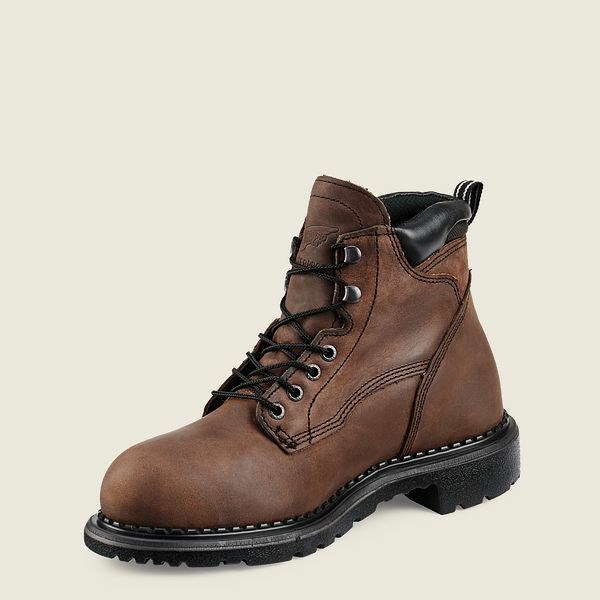 Brown Red Wing SuperSole 6-inch Waterproof Safety Toe Metguard Boot Men's Work Boots | US0000413