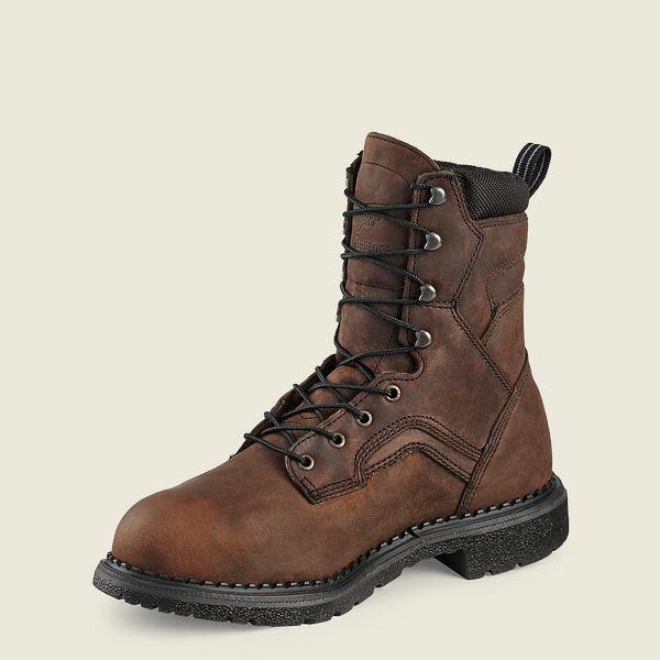 Brown Red Wing SuperSole 8-inch Waterproof Safety Toe Metguard Boot Men's Work Boots | US0000412