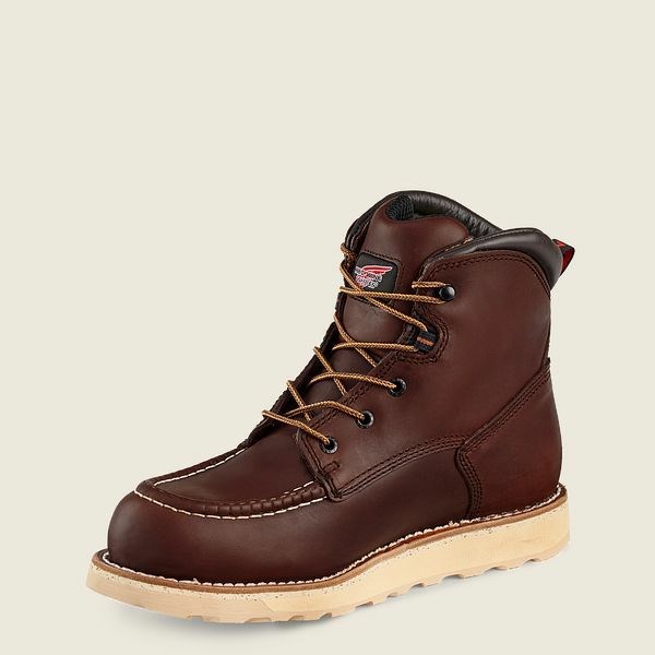 Brown Red Wing Traction Tred 6-inch Waterproof Safety Toe Boot Men's Work Boots | US0000403