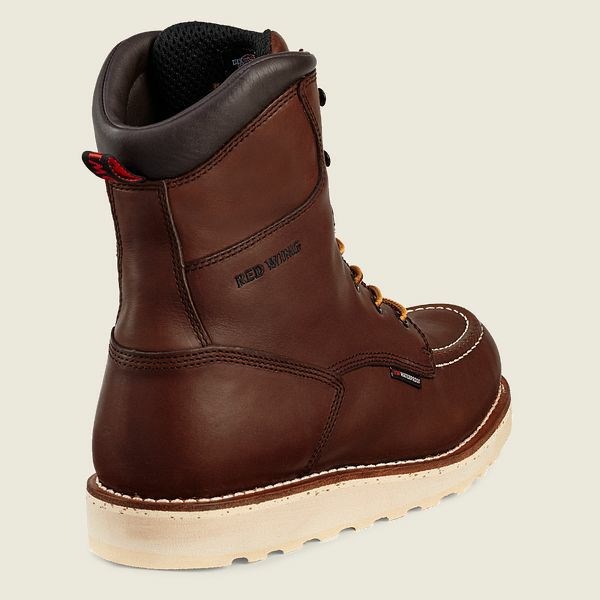 Brown Red Wing Traction Tred 8-inch Waterproof Men's Safety Toe Boots | US0000106