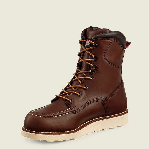 Brown Red Wing Traction Tred 8-inch Waterproof Men's Safety Toe Boots | US0000106