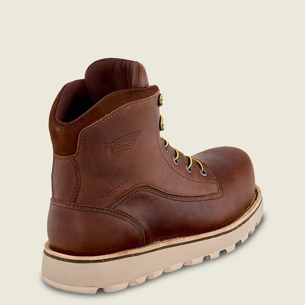 Brown Red Wing Traction Tred Lite 6-inch Waterproof Safety Toe Boot Men's Work Boots | US0000498