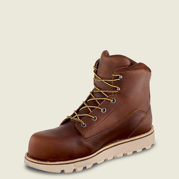 Brown Red Wing Traction Tred Lite 6-inch Waterproof Safety Toe Boot Men's Work Boots | US0000498