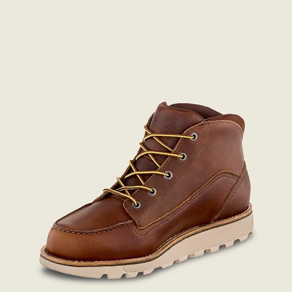 Brown Red Wing Traction Tred Lite Waterproof Soft Toe Chukka Men's Work Boots | US0000480