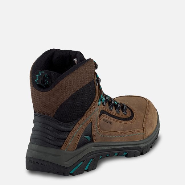 Brown / Turquoise Red Wing Tradeswoman 6-inch Waterproof Women's Safety Shoes | US0000694