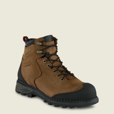 Brown / Black Red Wing Burnside 6-inch Waterproof Safety Toe Boot Men's Work Boots | US0000470