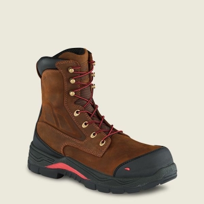 Brown / Black Red Wing King Toe ADC 8-inch Waterproof Safety Toe Boot Men's Work Boots | US0000429