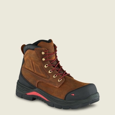 Brown Red Wing King Toe ADC 6-inch Waterproof Safety Toe Boot Men's Work Boots | US0000430