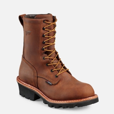 Brown Red Wing LoggerMax 9-inch Waterproof Men's Work Boots | US0000318