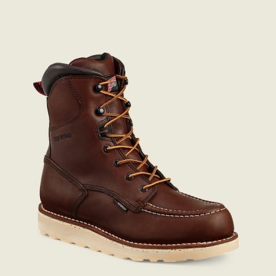 Brown Red Wing Traction Tred 8-inch Waterproof Soft Toe Boot Men's Work Boots | US0000404