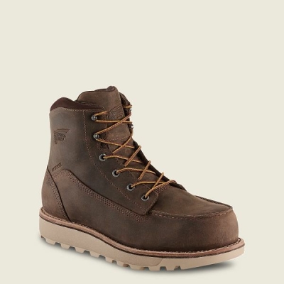 Brown Red Wing Traction Tred Lite 6-inch Waterproof Safety Toe Boot Men's Work Boots | US0000499