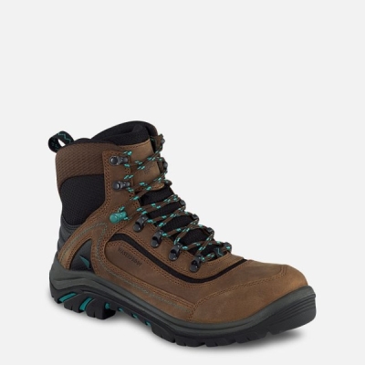 Brown / Turquoise Red Wing Tradeswoman 6-inch Waterproof Women's Work Boots | US0000534